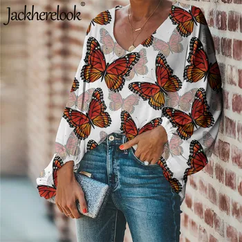 Jackherelook Nou Bluza Șifon Camasi pentru Femei Fluture Monarh Design de Brand, Plus Dimensiunea Îmbrăcăminte de Vară Harajuku Topuri Tricou