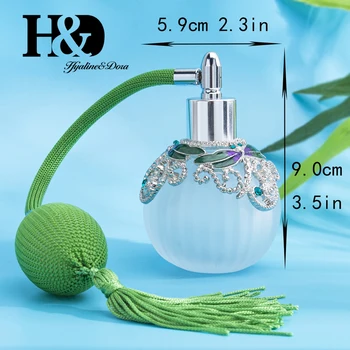 H&D 50ml de Lux Gol Reîncărcabile Sticlă Libelula Sticla de Parfum de Lungă Verde Spray Atomizor Bec cu Ciucure Decor Acasă Doamnei Cadou