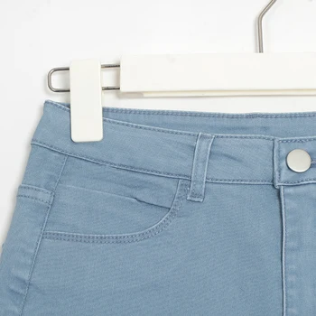 Wixra Solidă Bumbac Denim Pantaloni Scurți Pentru Femei Talie Mare Casual Noua Moda Skinny Fundul Streetwear 2021 Vara Fierbinte
