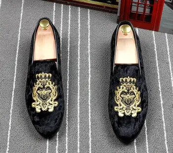 2019 Bărbați de lux de Designer Britanic de catifea Brodat domn pantofi oxfords Balului Om de Nunta Pantofi de bal zapatos hombre