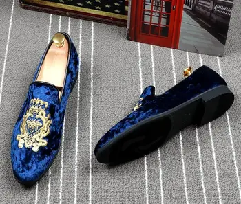 2019 Bărbați de lux de Designer Britanic de catifea Brodat domn pantofi oxfords Balului Om de Nunta Pantofi de bal zapatos hombre