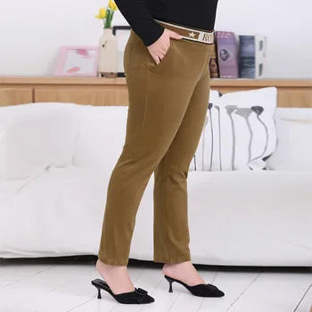 Nouă primăvară de toamnă plus dimensiune pantaloni pentru femei vrac casual, de mare talie elastic gros pantaloni lungi kaki 3XL 4XL 5XL 6XL 7XL