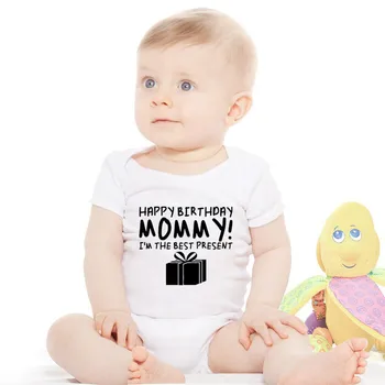 Nou-născuți Salopete 0-24M Maneca Scurta Baby Boy Haine la mulți ani Mami de Imprimare de Design Fata de Tinutele de Vara Copii Uza