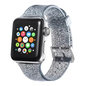 Glitter Ceas de Curea Silicon Trupa pentru Apple Watch 40mm 44mm 38mm 42mm Bling Aur Roz Curea Bratara pentru iwatch 5 4 3 2 1