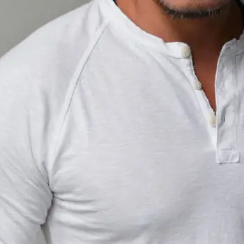 2017 Moda Barbati Slim Fit Henry Neck Maneca Lunga Tee Musculare, T-shirt, Bluze Casual Tee