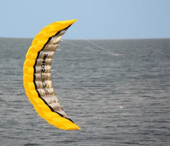 NOI de Înaltă Calitate, 2,5 m Galben cu Linie Dublă Zmeu Parafoil WithFlying Instrumente de Putere Panglica de Navigatie Kitesurf Curcubeu Sportive pe Plaja