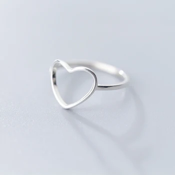Autentic Argint 925 Minimalist Inel Pentru Femei Nuntă Hollow Inima Moda bijuterii Drăguț Cadou de Ziua Îndrăgostiților