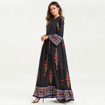 Plus dimensiunea rochie musulman femeile 2019 rochie de Femei Musulmane Floral Print Long Maxi Rochie Abaya jilbab-ul Dubai Caftan Halat Islamic, ramadan