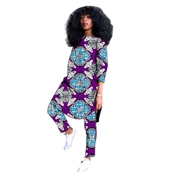 2020 Din Africa De Moda Femei Pe Jumătate Maneca Tricou Pant Meci Dashiki Partid Imprimare Ankara Costume Personalizate Africa De Îmbrăcăminte
