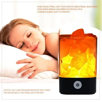 USB Cristal Lumina de Noapte Naturale de Sare de Himalaya Lampa Purificator de Aer de Spirit Creator Decorare Dormitor Lampă de Noptieră pentru copii Copii