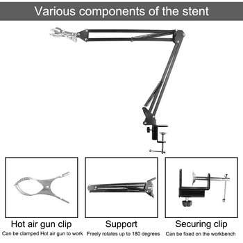 Pistol de aer cald suportul Desktop pliere stabil suport braț lung de 360 de grade de rotație de căldură arma suport 3 axe suport instrumente universale