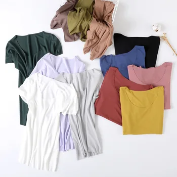 MRMT 2021 Brand Nou de Vara pentru Femei Tricou din Bumbac cu Maneci Scurte T-shirt pentru Femei Culoare Solidă Gât Subțire Topuri Tricou