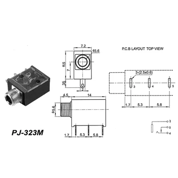 5pcs Jack de 3,5 mm Conector pentru Căști Audio Socket Capac Transparent Cap de Metal PJ-323 M cu Trei pini placa de Sunet Dedicata