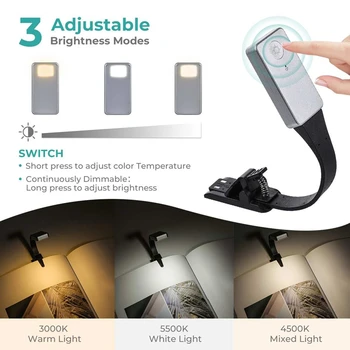 Reîncărcabilă E-Book Lumină Led-uri pentru Kindle Hârtie Nouă Usb Lampa de Citit Cartea Lumina Lămpii Clip pentru a Călători Dormitor Cititor de Carte 3Model