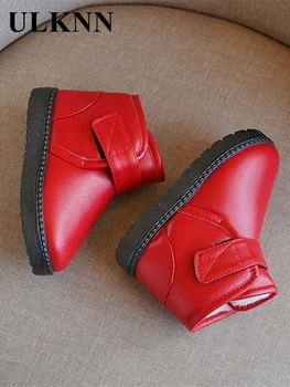 ULKNN 2020 Iarna Baieti Cizme de Zapada Impermeabile Fete Glezna de pantofi Catifea Pluș Non-Alunecare de Cizme pentru Copii din Bumbac Căptușit Pantofi