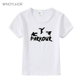 Născut Pentru a Sari Parkour Print T Shirt pentru Copii de Vara cu Maneci Scurte Topuri de Bumbac Copii Băieți Fete Casual, O-Neck T-shirt
