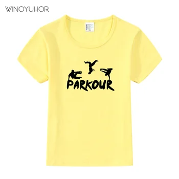 Născut Pentru a Sari Parkour Print T Shirt pentru Copii de Vara cu Maneci Scurte Topuri de Bumbac Copii Băieți Fete Casual, O-Neck T-shirt