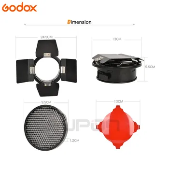 Godox BD-03 Ușă de Hambar Cu Grila Fagure și 4 filtru de Culoare Kituri pentru Studio Foto Flash K-150 K-180 250SDI 300SDI E250