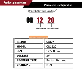 15buc Sony Original CR1220 Buton Baterie Pentru Ceas Cheie de la Distanță Masina cr 1220 ECR1220 GPCR1220 3v Baterie cu Litiu