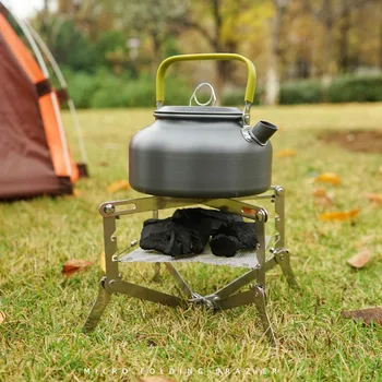 Soba Pe Lemne De Foc În Aer Liber Groapă Profitabilă Mini Pliere Din Oțel Inoxidabil Reglabil Foc Stand Camping Drumetii Picnic Rack De Ardere