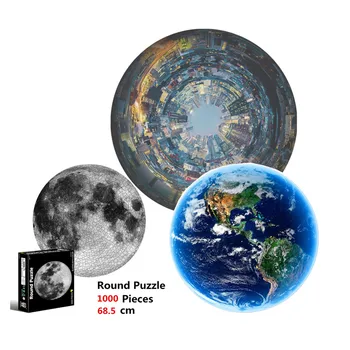 Pământ Puzzle 1000 Piese Adult Mari 68.5*68.5 CM Luna Puzzle-uri de Dificultate Ridicat Rundă de Puzzle-uri Puzzle Planeta 1000 buc Adulti Copil Gi