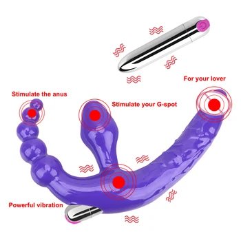 Dublu-cap Vibrator fara Bretele Penis artificial Vibratoare sex Anal Plug Vibrator Adult Produse de Prostata pentru Masaj Anal Margele Jucarii Sexuale