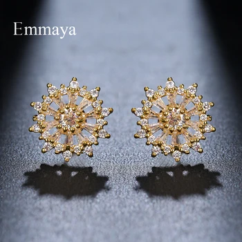 Emmaya Nobil Aur Cercel Rotund De Flori Aspectul Cu Mici Înaltă Calitate Zirconia Ingenios De Bijuterii Pentru Femei Drăguț Ornament