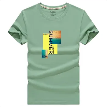 Bărbați Îmbrăcăminte de Înaltă Calitate, Bumbac de Vară cu Mânecă Scurtă T-Shirt Hommes Moda Scrisoare de Imprimare Marca O-Neck Top Teuri de sex Masculin 5XL