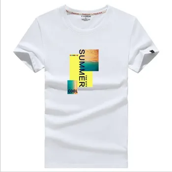 Bărbați Îmbrăcăminte de Înaltă Calitate, Bumbac de Vară cu Mânecă Scurtă T-Shirt Hommes Moda Scrisoare de Imprimare Marca O-Neck Top Teuri de sex Masculin 5XL