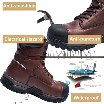 ROCKROOSTER Construcție Cizme Impermeabile Pantofi de protecție Cu Composite Toe Reale din Piele Cizme de Lucru Anti-puncție Reflectorizante de Pantofi