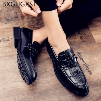 Pantofi din piele barbati clasic italian mocasini barbati pantofi din piele de crocodil Coafor Lift pantofi pentru bărbați formale rochia мужские туфли