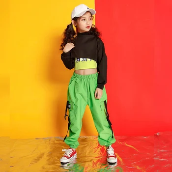 Copiii Hip Hop Tinutele Vestimentare Jazz Dans Costume pentru Fete Tricou Trunchiate Tricou Top Jogger Pants Sala de Dans Streetwear