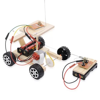 Diy Fără Fir Control De La Distanță Modelul De Curse Kit Lemn Copii Fizică Experimente Științifice Set De Jucării De Asamblat Masina Jucărie De Învățământ