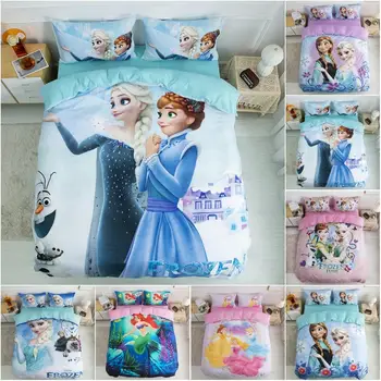 Disney Frozen Anna Elsa Set De Lenjerie De Pat Twin, Pat Queen-Size Set De Copii Fata De Plapuma Mângâietor Acopere Seturi De Perna 3 Buc
