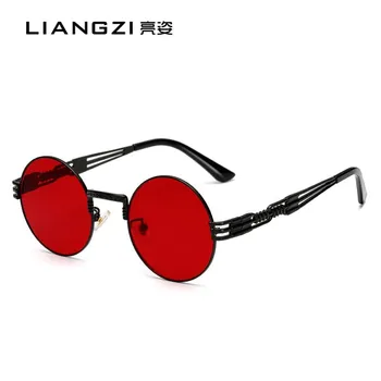 Steampunk ochelari de Soare Barbati 2018 uv400 înaltă calitate roșu albastru galben clar Rotund ochelari de Soare Vintage Retro oculos de sol masculino