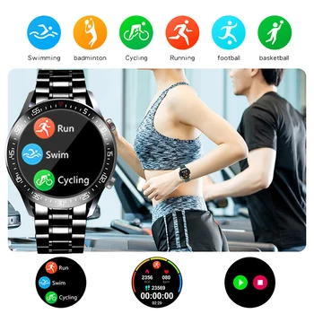 LIGE 2020 Nouă Bandă de Oțel Ceas Inteligent Bărbați Rata de Inima tensiunea de Sport Multi-Funcția de Ecran Tactil Complet rezistent la apa Smartwatch