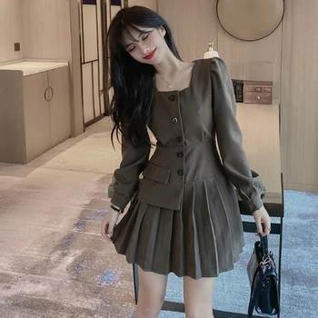 Blazer Elegant Rochie Femei, Cu Maneci Lungi Office Rochie De Partid De Sex Feminin Toamna Anului 2020 Talie Mare De Afaceri De Moda Rochie Mini Coreeană