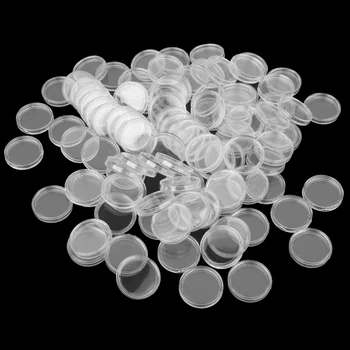 200x Clar Rotund Suportul Monede de Plastic, Capsule de Monedă Cutie Caz 25mm