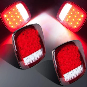 Partol 2x 16 Led-uri LED-Trailer Lumini de Frână de Oprire de Funcționare din Partea din Spate Markerul de Back-up Coada de Lumină Pentru Camioane Vehicule de 12V 24V Rosu Alb