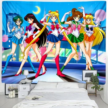 Sailor Moon Anime Tapiserie panza Băieți și Fete stil Dormitor Cuvertură Yoga blanketHome Art Agățat de Perete Psihedelice covor