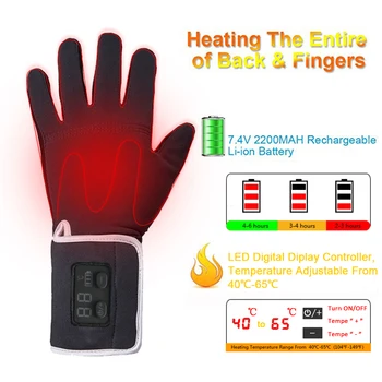 Încălzit Mănuși pentru Bărbați, Femei Baterie Electrice Incalzite Mănuși Electrice Incalzite Manusi cu Touch Screen, Baterie Schi