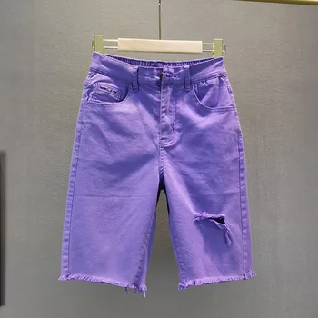 Violet pantaloni Scurți din Denim pentru Femei de Moda de Vară 2020 Europene Ins Elastic Slim Casual Pantaloni Fete Doamna Toate-meci Jean Pantaloni