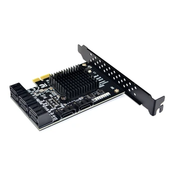 PCIE, SATA III, 8 Porturi Controler Card PCIe 2.0 x1, SATA 6G Card de Expansiune cu Low Profile Bracket Suport Win10 SATA, PCIE Card