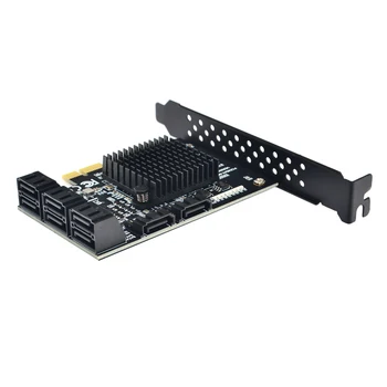 PCIE, SATA III, 8 Porturi Controler Card PCIe 2.0 x1, SATA 6G Card de Expansiune cu Low Profile Bracket Suport Win10 SATA, PCIE Card