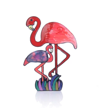 Cring Coco 2019 Smalț Albastru Flamingo Broșe pentru Femei la Modă de Desene animate Pasăre Ace de Brosa Fete Aliaj Cadou pentru Ziua Mamei Fierbinte