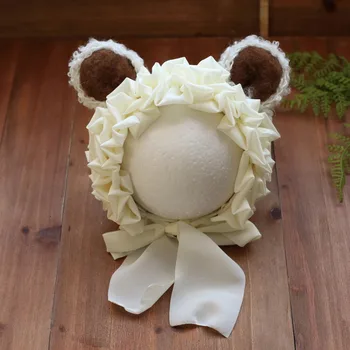 Nou-născut Teddy bear Capota fata de Copil Florale Pălărie Copil Beanie Baby Sitter Tiny Bear Hat Recuzită Fotografie