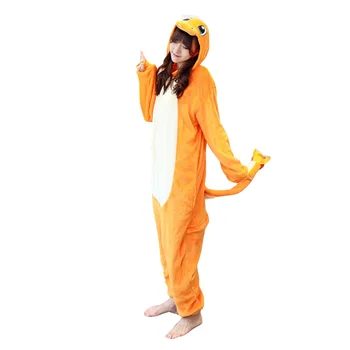 Kigurumi Charmander Dragon, Costum De Dinozaur Copii Pijama Animal Adult Onesie Femei Barbati Cu Gluga Kegurumi Pijamale Flanel Pijamas
