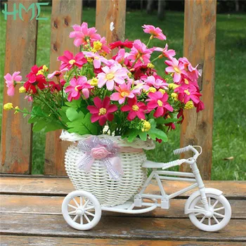 Nou! Plastic Alb Tricicleta Bicicleta Design Coș de Flori Recipient Pentru Plante cu Flori Acasă Weddding Decorare DIY