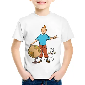 Desene animate de Imprimare TINTIN Copii Amuzante tricouri Copii Moda Vara Maneca Scurta Baieti/Fete Topuri Casual Haine pentru Copii,HKP5500