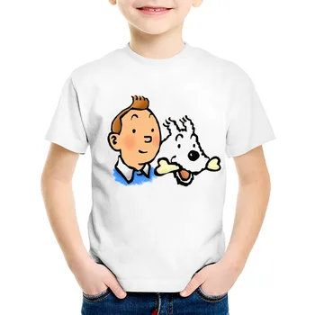 Desene animate de Imprimare TINTIN Copii Amuzante tricouri Copii Moda Vara Maneca Scurta Baieti/Fete Topuri Casual Haine pentru Copii,HKP5500